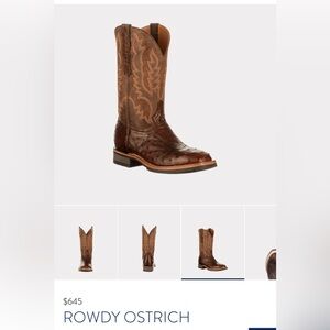 Lucchese Rowdy Ostrich Boots - Dark Brown